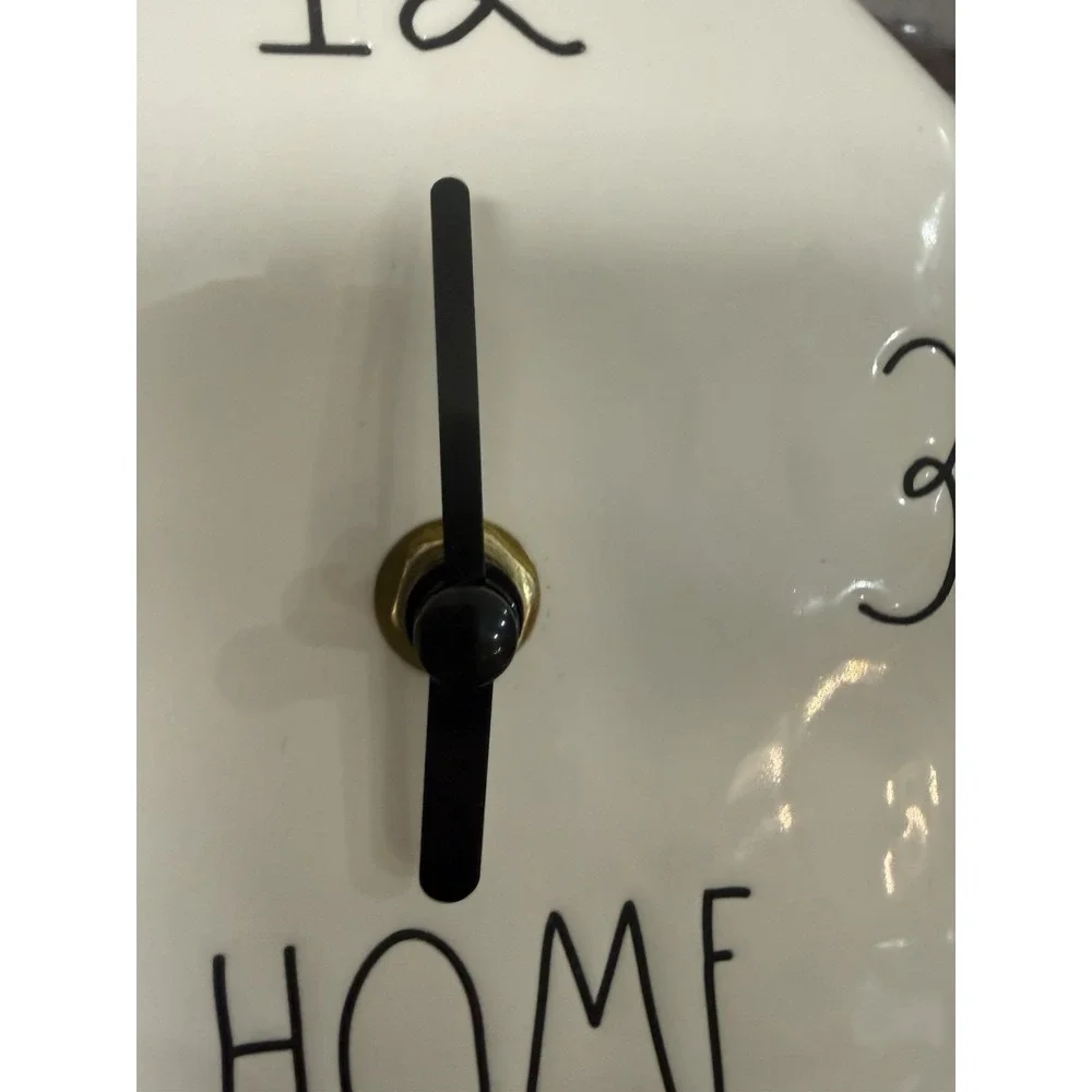 Rae Dunn Artisan Collection Ceramic House Clock White Black Letters Working